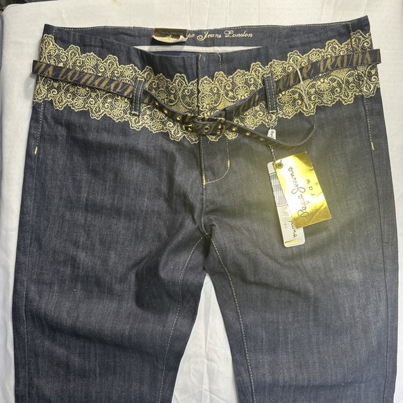 NEW Y2K Pepe Jeans London Jeans Women's Size 34 Lordes Raw Wash Embroidered Belt - Picture 3 of 16